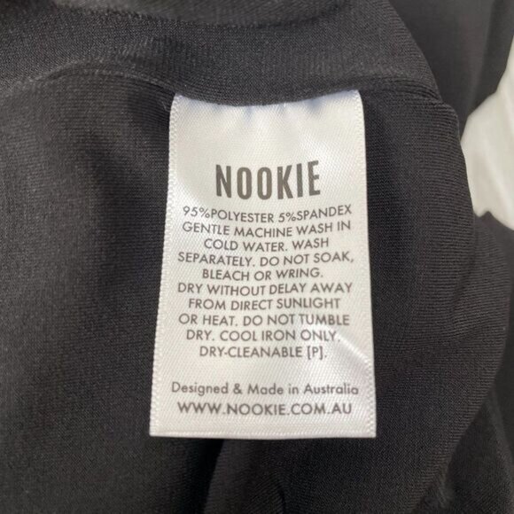 Nookie Jewel Long Sleeve Cut Out Waist Open Back Side Slit Formal Gown Black XL - Picture 9 of 12